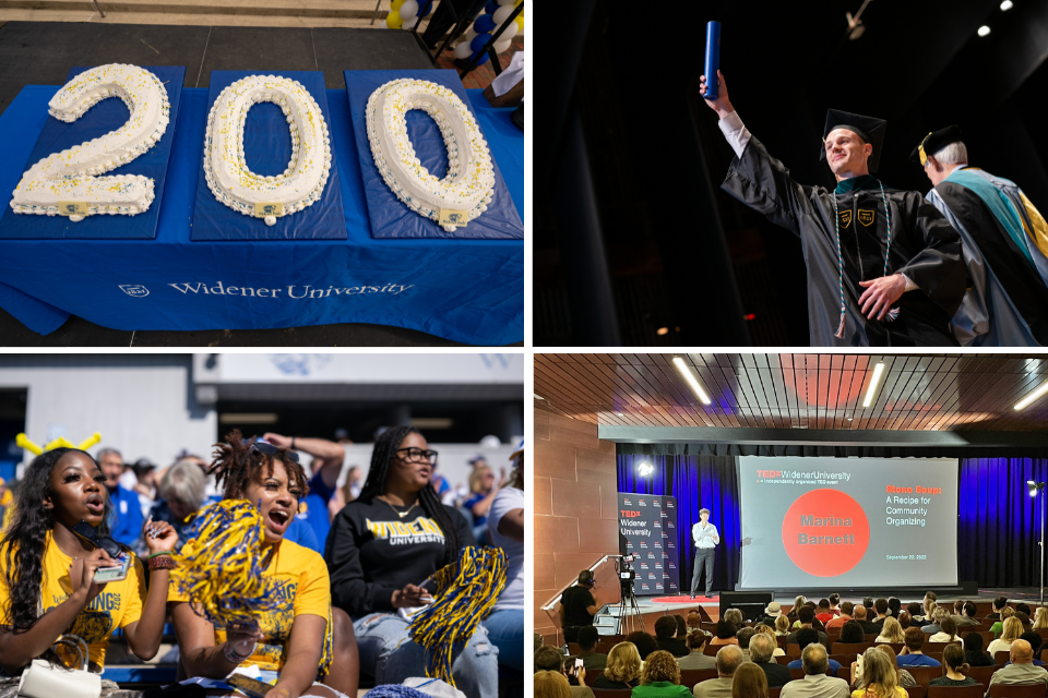 Collage of photos from Founders Day, Homecoming, Commencement and TEDx