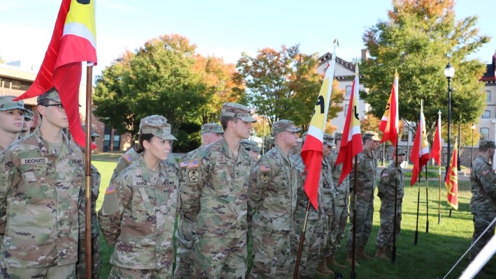 Widener ROTC cadets at attention