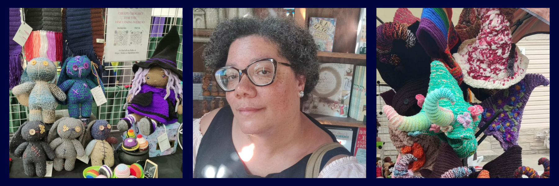 Creepy crochet pieces made by LIPs Domestics