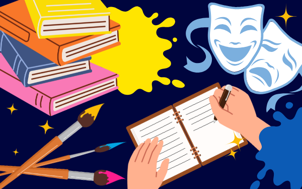 graphic depicting literature painting writing and drama