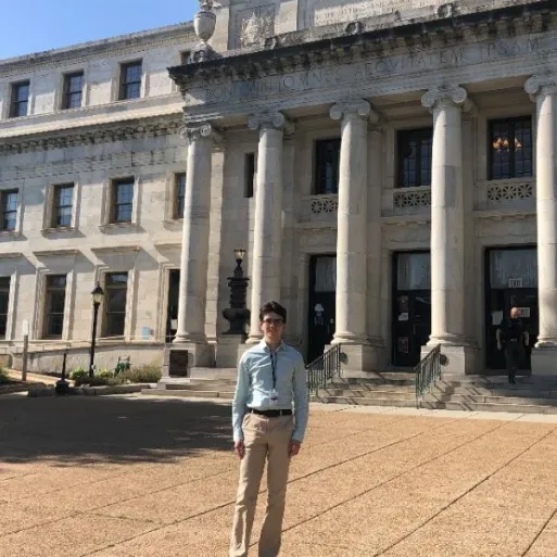 Stephen DiDonato stands in front of the court house in Delaware County.