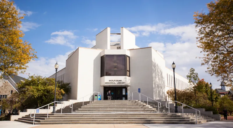Wolfgram Memorial Library in fall