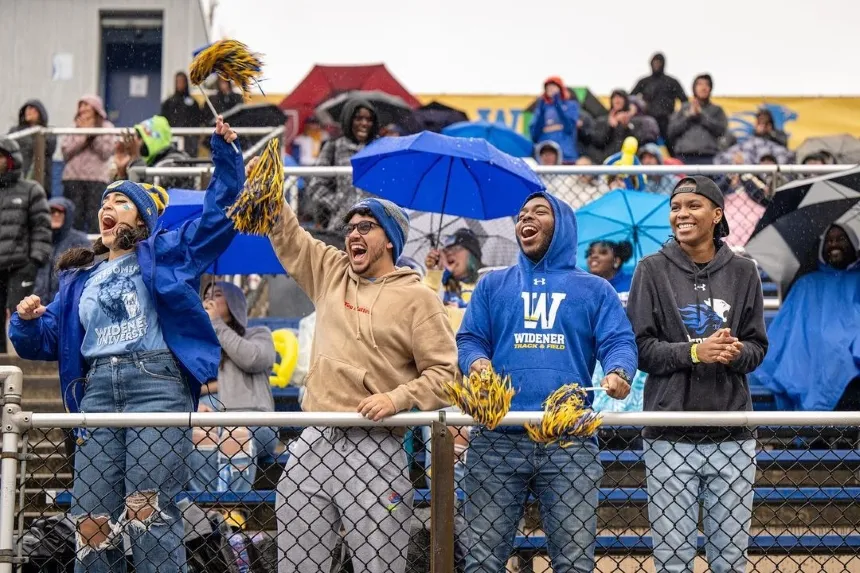 Cheering fans in the stands at homecoming