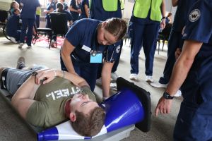 Alexandria Reid tends to a simulated victim.