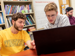 Students at Widener University's tutoring center