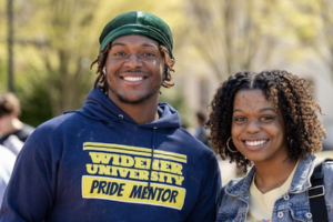A PRIDE Mentor poses with a fellow Widener student.