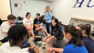 Widener Student Athletes in health unity and belonging wellness hub playing games