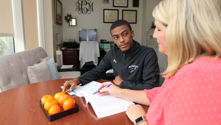 Faculty member mentoring student