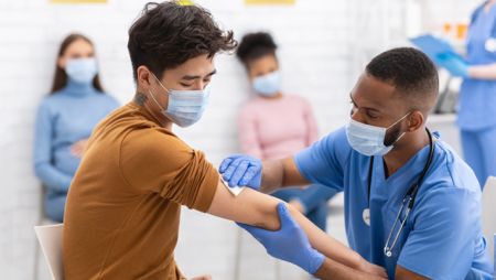 Student getting vaccinated
