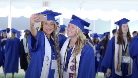 Widener students take selfie at graduation
