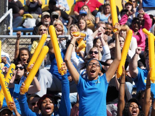 Students cheer at homecoming football game