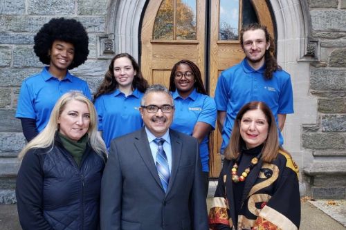Social work PA Aging program 960 x 640 Widener social work faculty and students stand with members of the PA Department of Aging following a press conference.