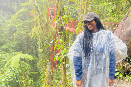 costarica header 960x640 Naomi Knight poses in the rainforest wearing a poncho