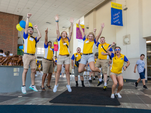 CREW leaders greet incoming students.