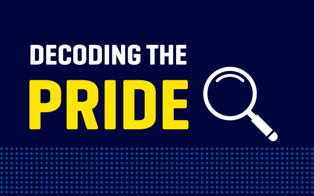 Blue graphic that says "Decoding the Pride" and includes a magnifying glass