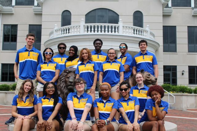 Group of CREW Leaders at Pride Statues